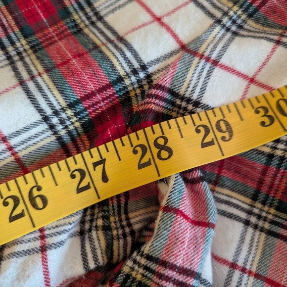🌲GAP🌲 WOMEN'S WHITE RED TARTAN PLAID FLANNEL RELAXED PJ SET MEDIUM WORN ONCE! - Picture 10 of 12